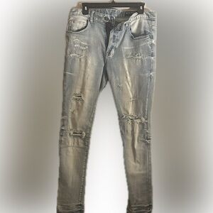 Men's Light Blue Distressed Skinny Jeans